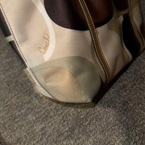 Coach Canvas Green Scarf Print Tote Bag - Picture 10 of 16